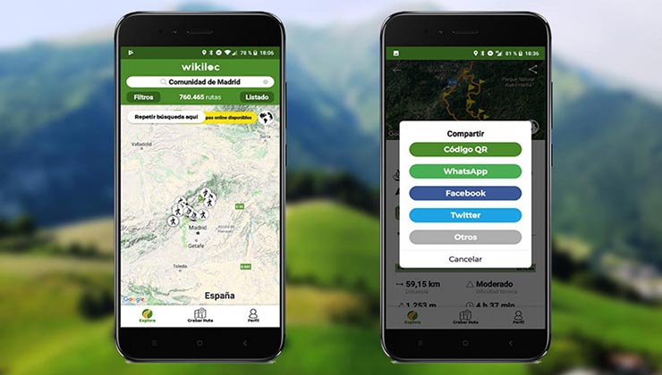 Wikiloc es una aplicación para salir a recorrer la naturaleza (Wikiloc.com).